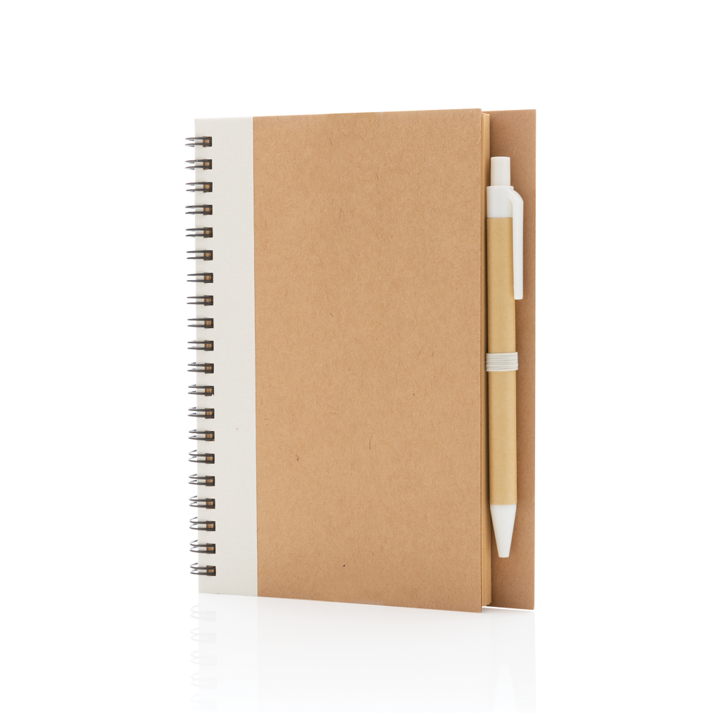 Cuaderno personalizado de espiral kraft con bolígrafo